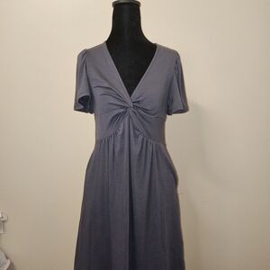 Amazon Essentials Charcoal Knot-Front Midi Dress